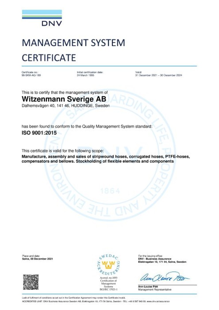 ISO 9001:2015 Certificate Witzenmann Sverige _preview